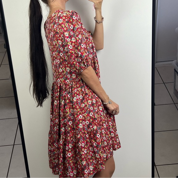 Dreamcatcher Skylar Mini Dress Red Floral Tiered Boho Hippie Size S 8 - NWT - Picture 6 of 14